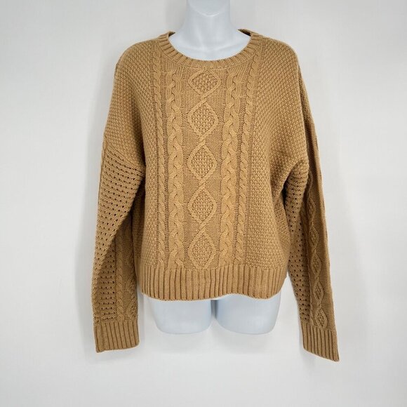 Sanctuary Cable Knit Neutral Crew Neck Sweater Size XL‎ - Picture 1 of 9